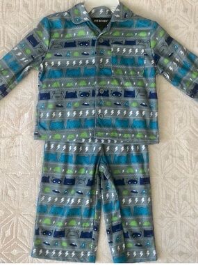 Joe Boxer Boys Pajama Set Size 12 Months Monster Space Print Fleece NWT